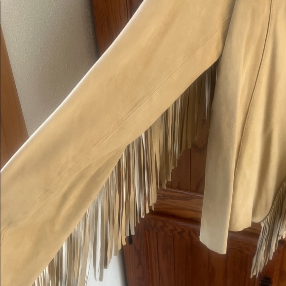 Tasha Polizzi Beige suede Jacket with Fringe SZ Med - Picture 3 of 9